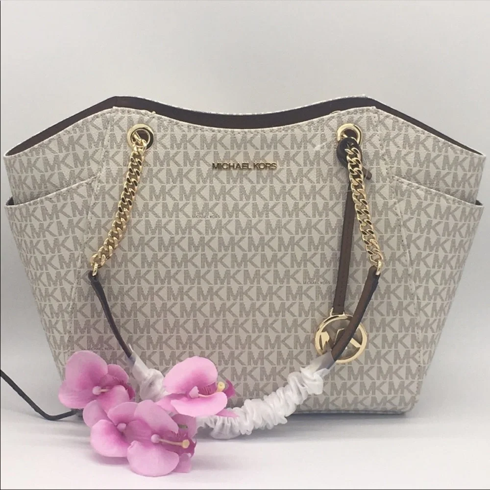 MICHAEL KORS LG CHAIN SHOULDER TOTE VANILLA